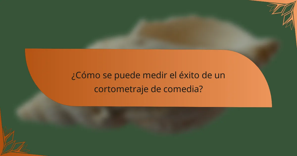 ¿Cómo se puede medir el éxito de un cortometraje de comedia?