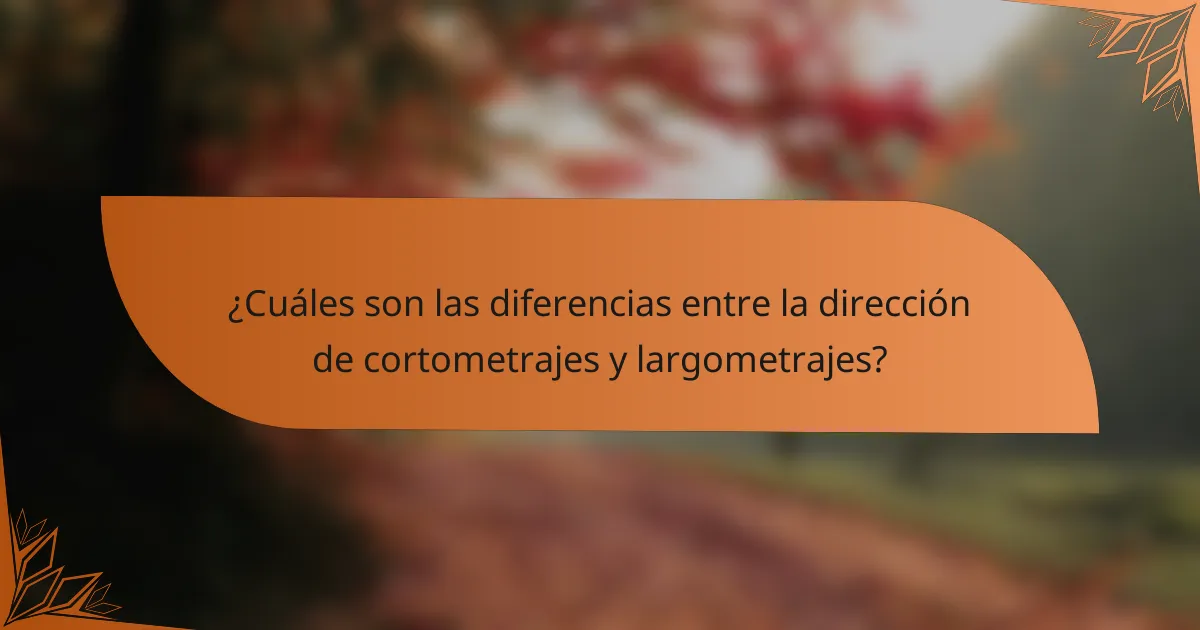 ¿Cuáles son las diferencias entre la dirección de cortometrajes y largometrajes?
