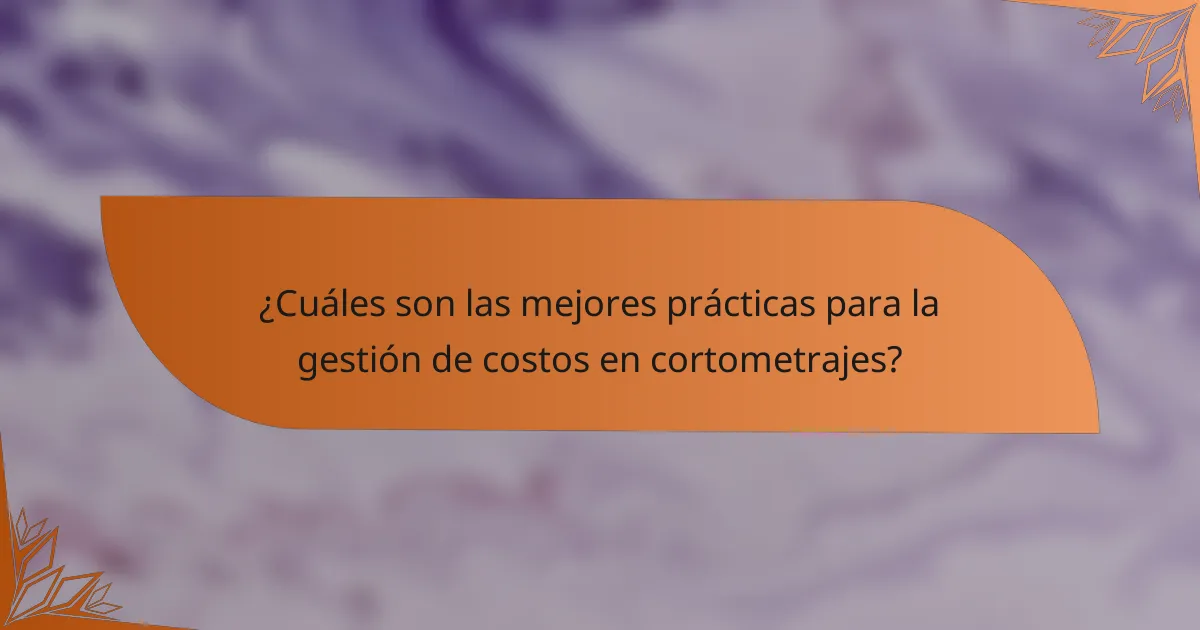 ¿Cuáles son las mejores prácticas para la gestión de costos en cortometrajes?