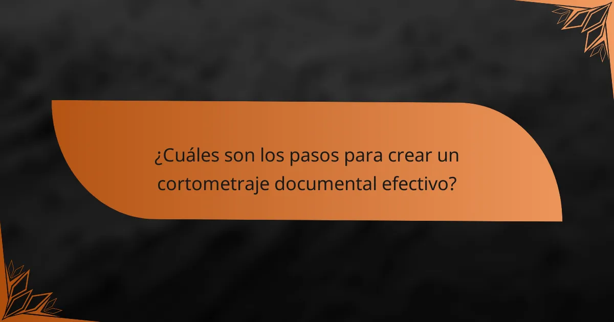 ¿Cuáles son los pasos para crear un cortometraje documental efectivo?