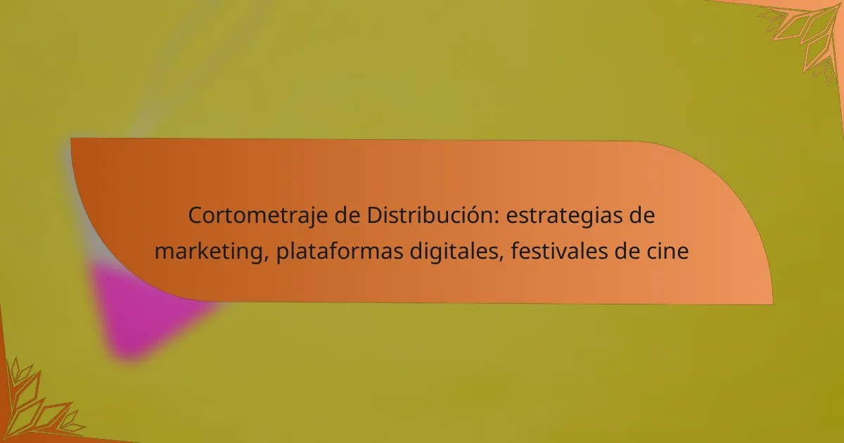 Cortometraje de Distribución: estrategias de marketing, plataformas digitales, festivales de cine