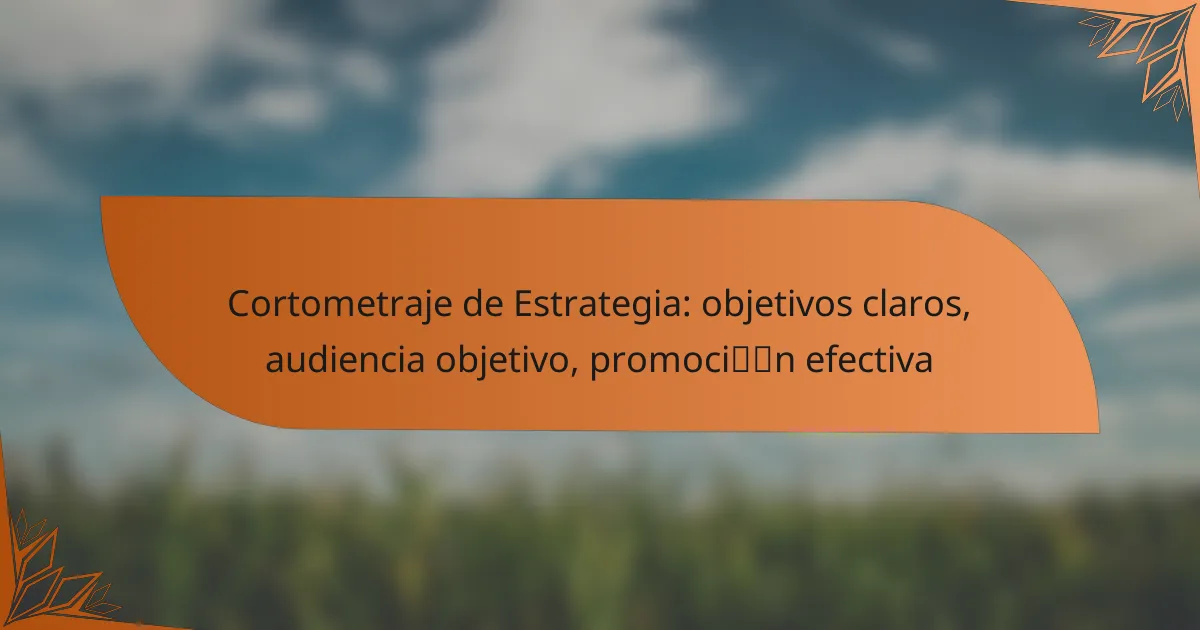 Cortometraje de Estrategia: objetivos claros, audiencia objetivo, promoción efectiva