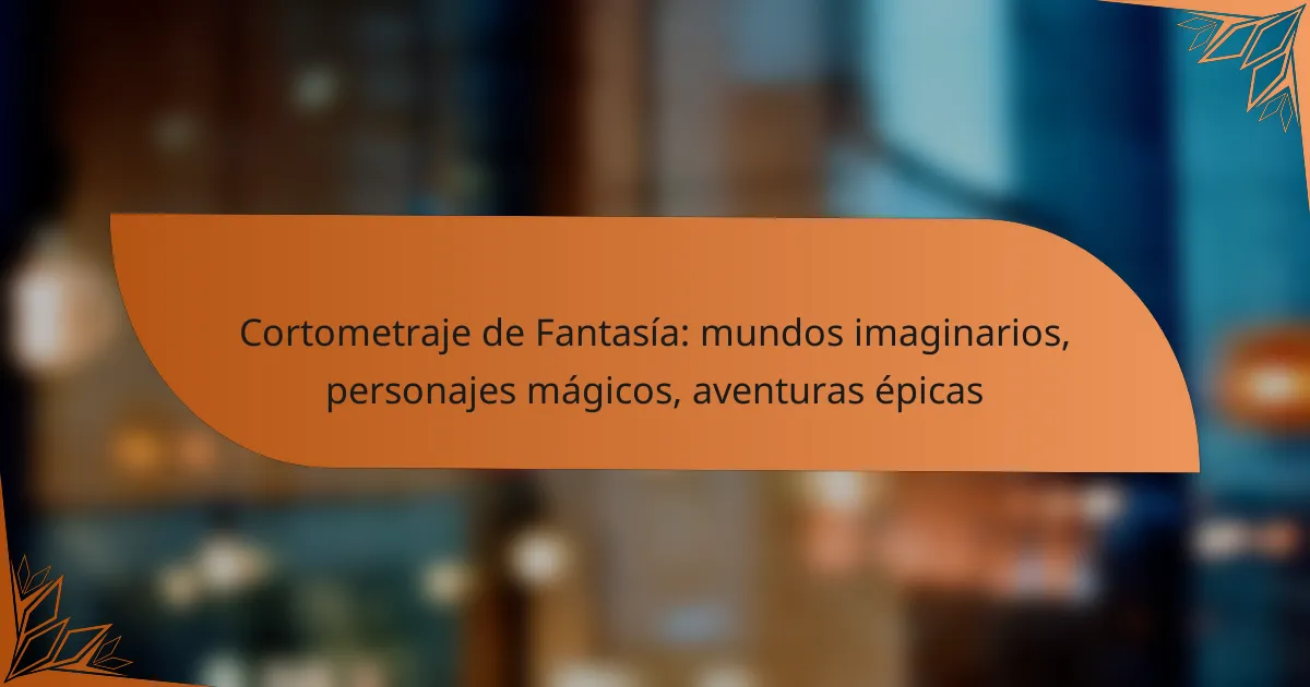 Cortometraje de Fantasía: mundos imaginarios, personajes mágicos, aventuras épicas