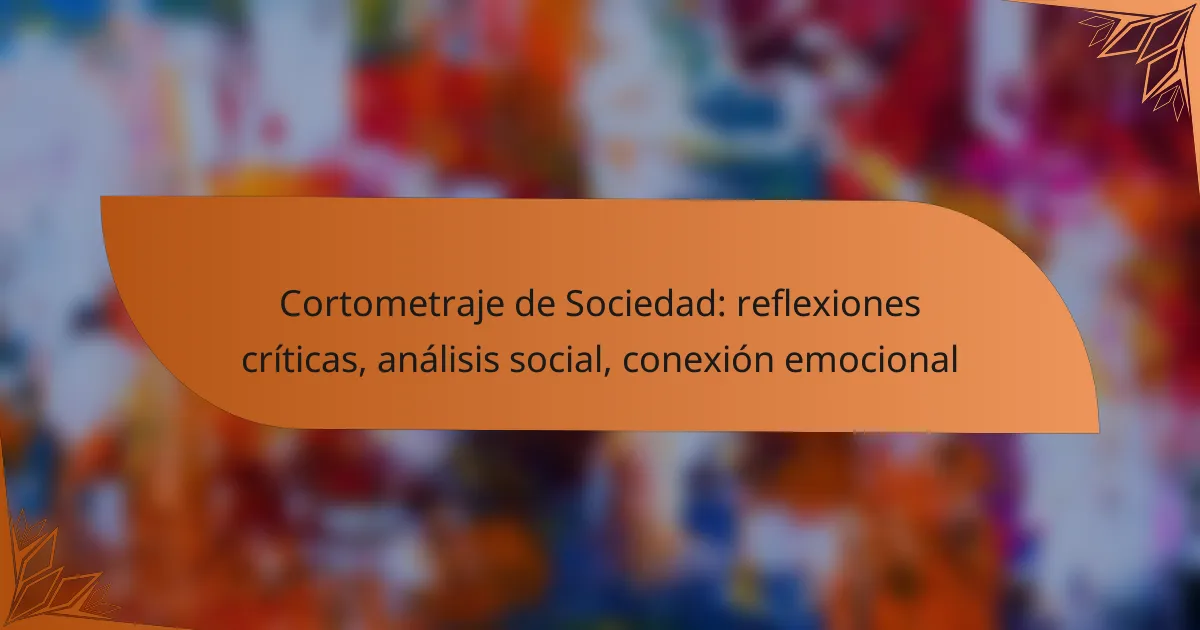 Cortometraje de Sociedad: reflexiones críticas, análisis social, conexión emocional