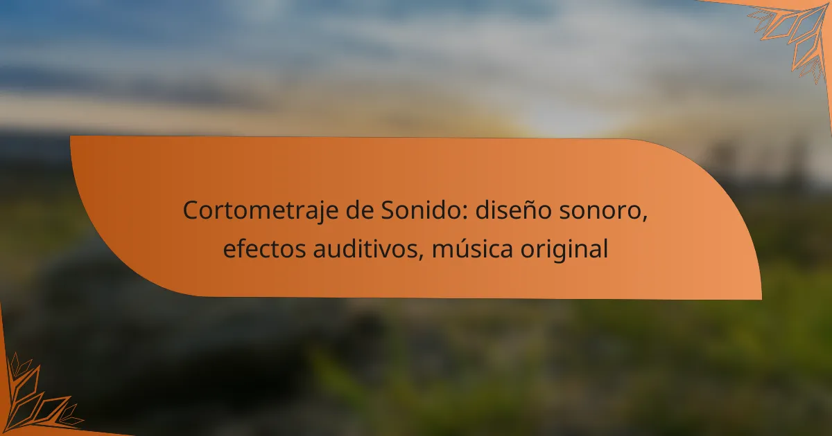 Cortometraje de Sonido: diseño sonoro, efectos auditivos, música original