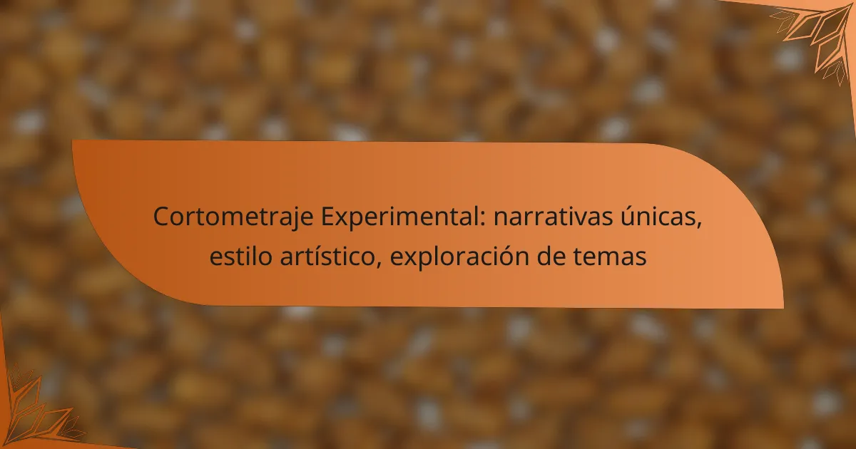 Cortometraje Experimental: narrativas únicas, estilo artístico, exploración de temas