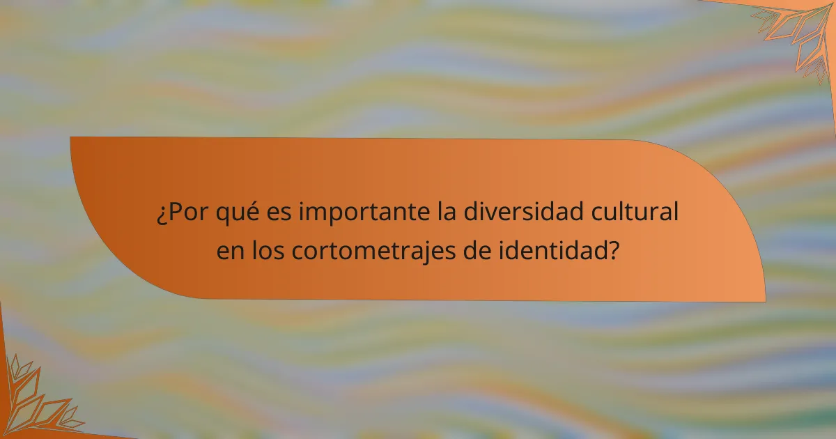 ¿Por qué es importante la diversidad cultural en los cortometrajes de identidad?