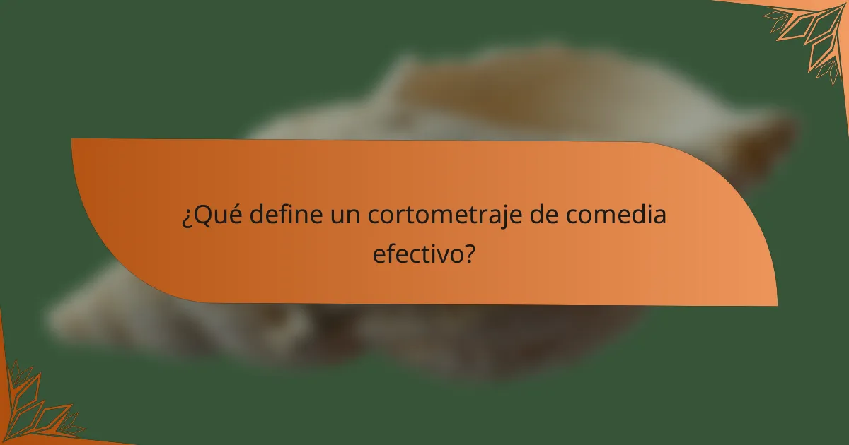¿Qué define un cortometraje de comedia efectivo?
