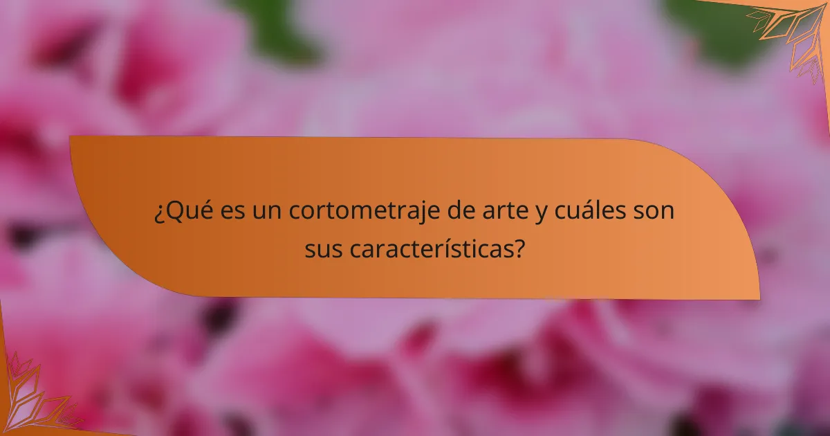 ¿Qué es un cortometraje de arte y cuáles son sus características?