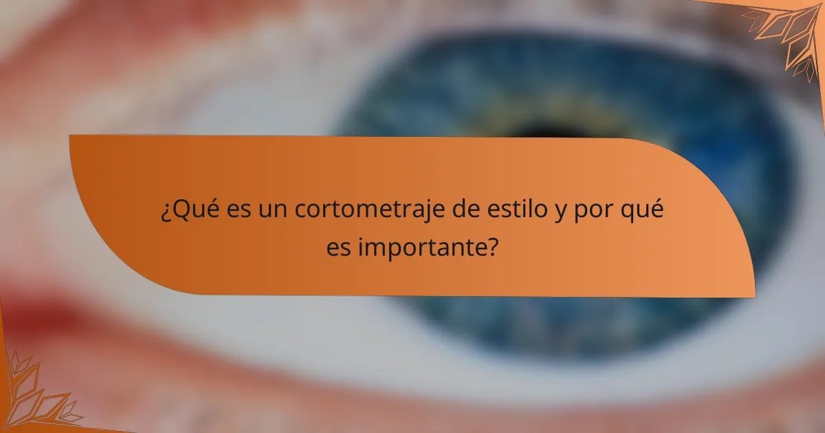¿Qué es un cortometraje de estilo y por qué es importante?